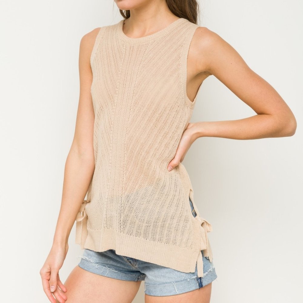 Taupe Sleeveless Sweater